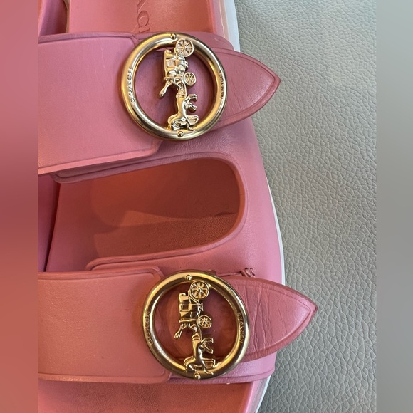 COACH PRETTY 😍 IN PINK SLIDES 9.5 excellent condition Brass detailing - Picture 7 of 10